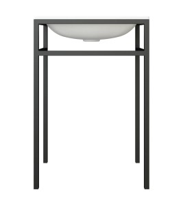 Stelaż z białą umywalką z połyskiem Frame 60 x 48 cm Brecoro syfon ozdobny w zestawie