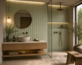 Płytka cegiełka na ścianę 5x20 zielona matowa Estudio Ceramico Glenbrook October Mist Padded E237157