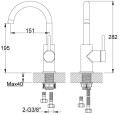 KOHLMAN AXEL QB150AB- bateria umywalkowa