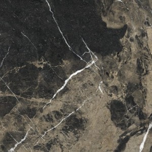 Gres szkliwiony na podłogę Pierre Black 120×120 cm czarny matowy ze złotą żyłą rektyfikowany A4H198