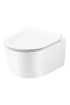 Corona Bezrantowa miska  wisząca WC  wraz z  wolno opadającą  deską WC. Montaż  miski – 180mm. Odpływ poziomy. Powłoka UP-CLEAN