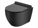 Caneo Bezrantowa miska  wisząca WC czarna matowa  wraz z  wolno opadającą  deską WC. Odpływ poziomy. Powłoka UP-CLEAN 