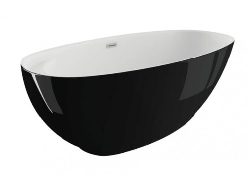 A4H Wanna wolnostojąca z półką KIVI CZARNY POŁYSK 165×75 cm 15 lat gwarancji !!!